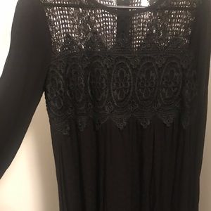 Boho style black medium dress